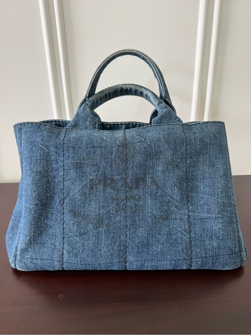 Prada Canapa Denim Tote w/strap